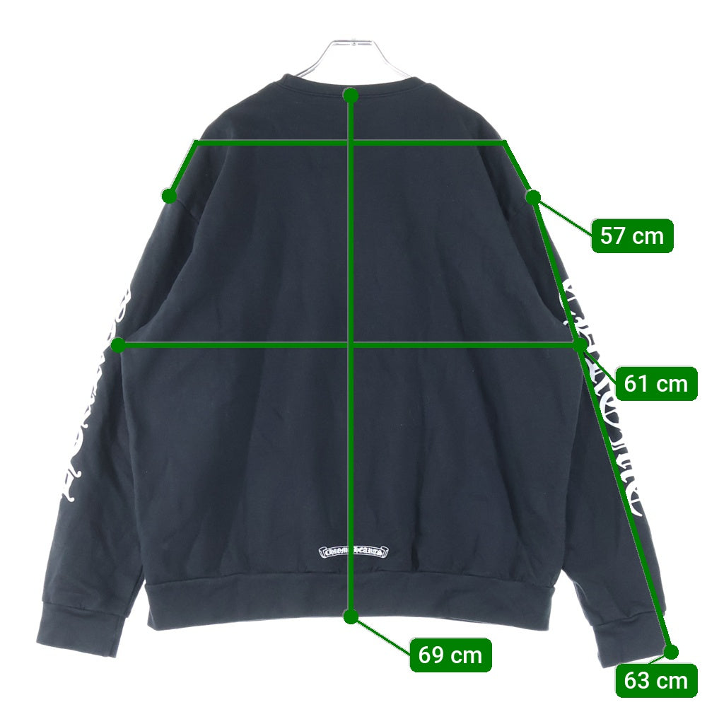 CHROME HEARTS(クロムハーツ) SWTSHRT PLVR ネックロゴ バックスクロールラベル クルーネックスウェットトレーナー ブラック