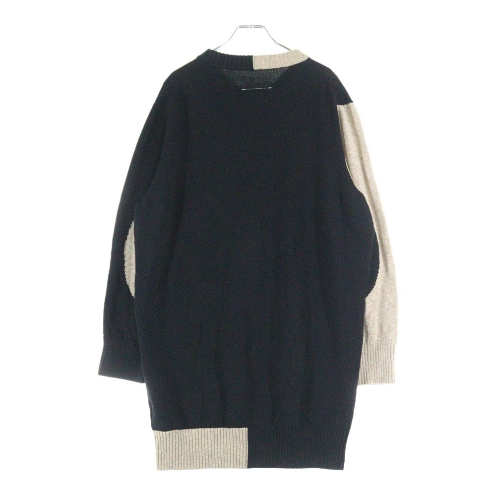 MM6 Maison Margiela(エムエムシックスメゾンマルジェラ) 20AW バイカラー ウール混 ロング クルーネックニット セーター ブラック/ベージュ S52CT0550
