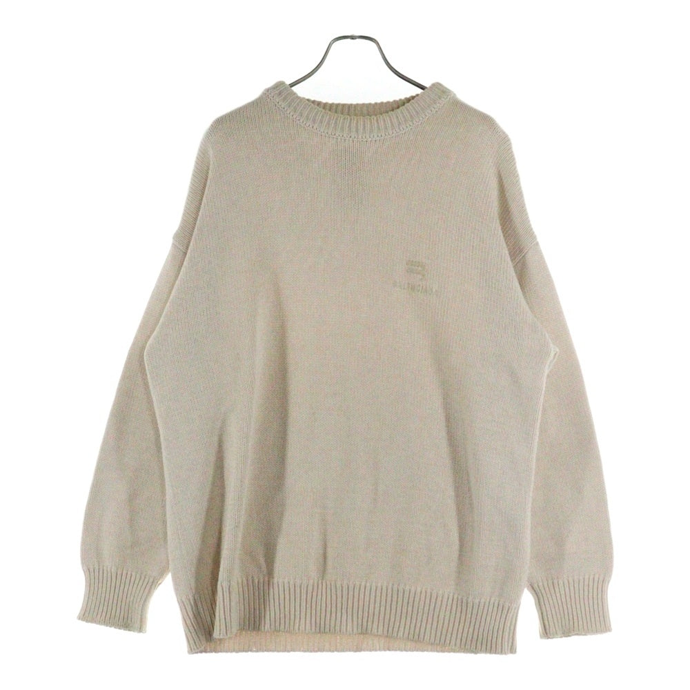 BALENCIAGA(バレンシアガ) 22SS ロゴエンブロイダリー クルーネックニット セーター ベージュ 683303 T3230