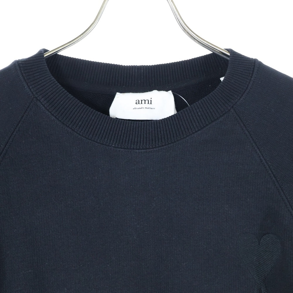 ami paris(アミパリス) 22SS ハートロゴエンブロイダリー クルーネックスウェットトレーナー ブラック E22USW002.747