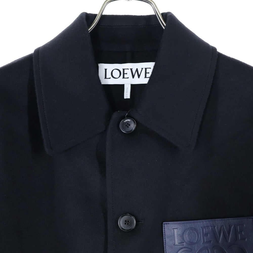 LOEWE(ロエベ) 23AW WORKWEAR JACKET カシミヤ混 レザーロゴワッペン ワーカージャケット ブラック H526Y03W76