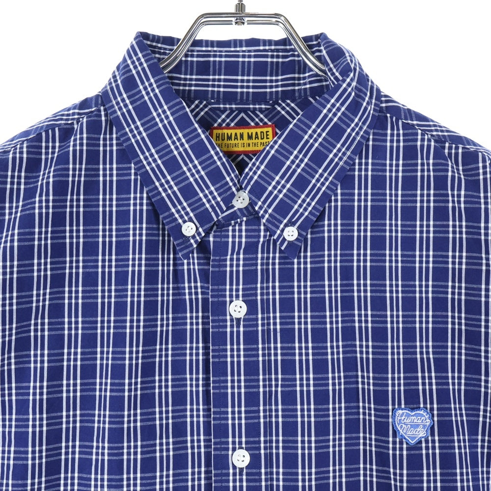 HUMAN MADE(ヒューマンメイド) CHECK BD SHIRT ワッペン ロゴ チェック 長袖 シャツ ブルー HM29SH012