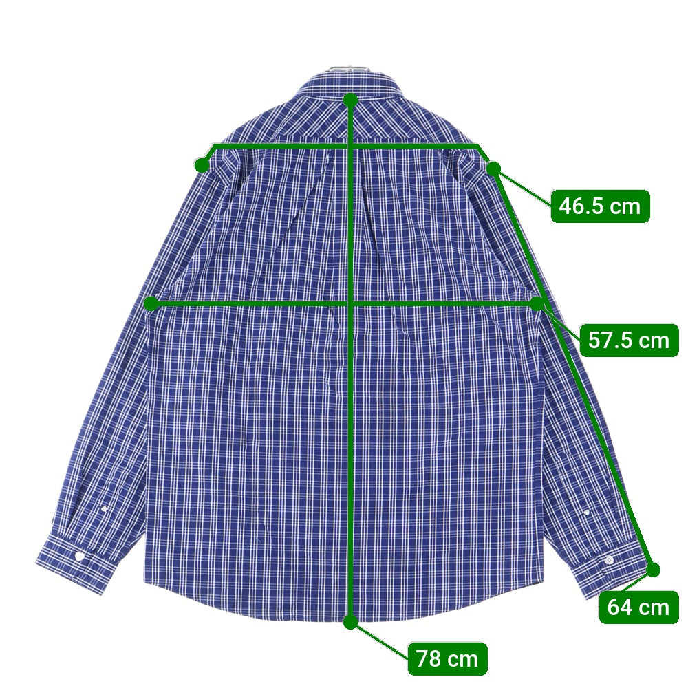 HUMAN MADE(ヒューマンメイド) CHECK BD SHIRT ワッペン ロゴ チェック 長袖 シャツ ブルー HM29SH012