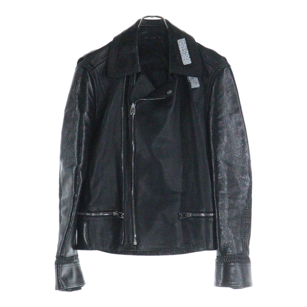 BALENCIAGA(バレンシアガ) 異素材切替 ラムレザー ダブル ライダースジャケット ブラック 372608 TMH10