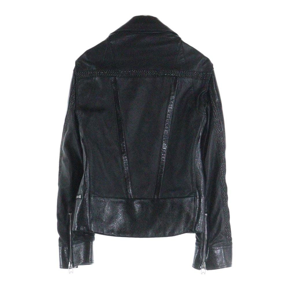 BALENCIAGA(バレンシアガ) 異素材切替 ラムレザー ダブル ライダースジャケット ブラック 372608 TMH10