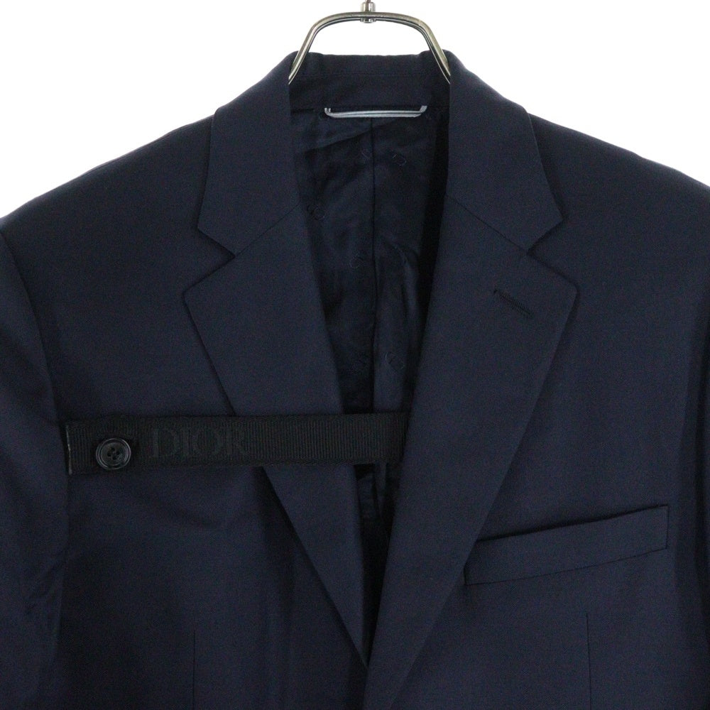 DIOR(ディオール) ストラップロゴ バージンウール ノッチドラペル テーラードジャケット ネイビー 013C216A3226