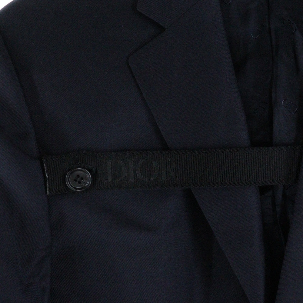 DIOR(ディオール) ストラップロゴ バージンウール ノッチドラペル テーラードジャケット ネイビー 013C216A3226