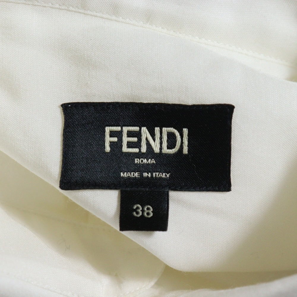 FENDI(フェンディ) デニムロゴ刺繍 長袖オックス フォードシャツ FS0585 A9RT ホワイト
