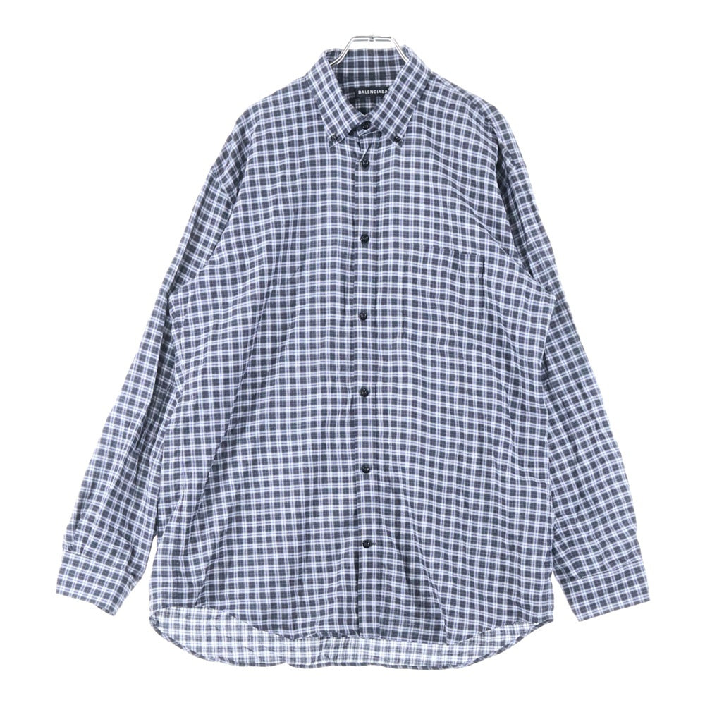 BALENCIAGA(バレンシアガ) オーバーサイズ 長袖チェック シャツ ブラック/ブルー 534333 TBM16