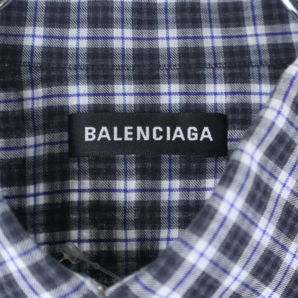 BALENCIAGA(バレンシアガ) オーバーサイズ 長袖チェック シャツ ブラック/ブルー 534333 TBM16