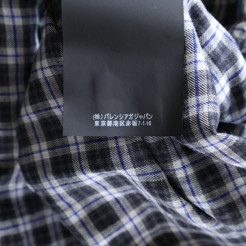 BALENCIAGA(バレンシアガ) オーバーサイズ 長袖チェック シャツ ブラック/ブルー 534333 TBM16