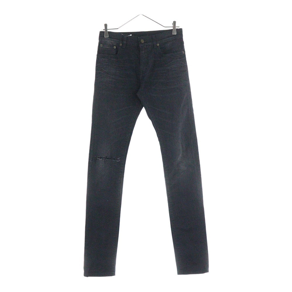SAINT LAURENT PARIS(サンローランパリ) 16AW Hedi Slimane クラッシュ デザイン スキニーデニムパンツ ブラック 441240 Y869L