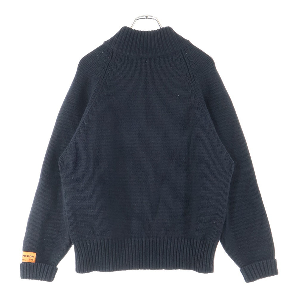 HERON PRESTON(ヘロンプレストン) 21AW ネック ロゴ ニットセーター ブラック HMHF001F21KNI001