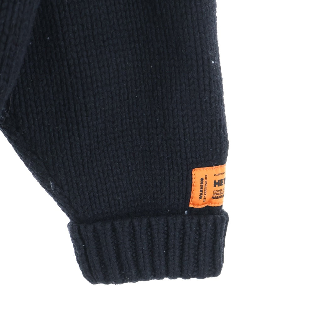HERON PRESTON(ヘロンプレストン) 21AW ネック ロゴ ニットセーター ブラック HMHF001F21KNI001