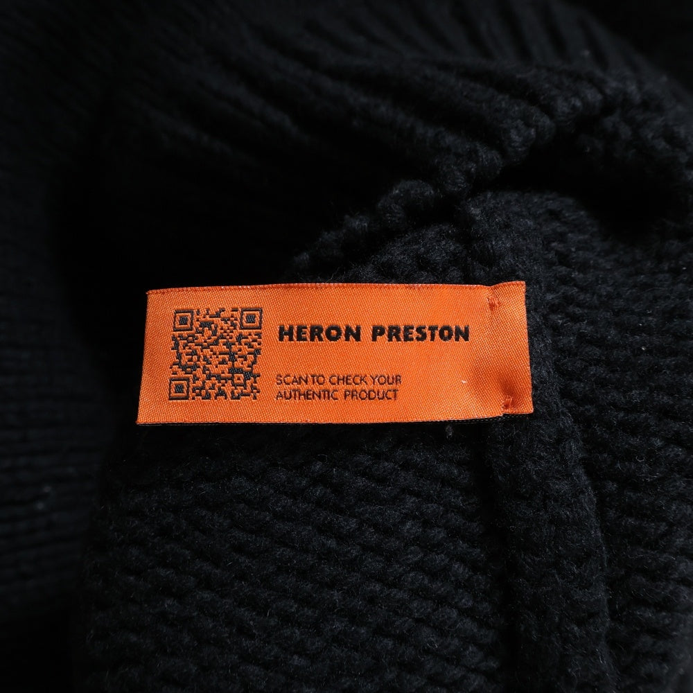 HERON PRESTON(ヘロンプレストン) 21AW ネック ロゴ ニットセーター ブラック HMHF001F21KNI001