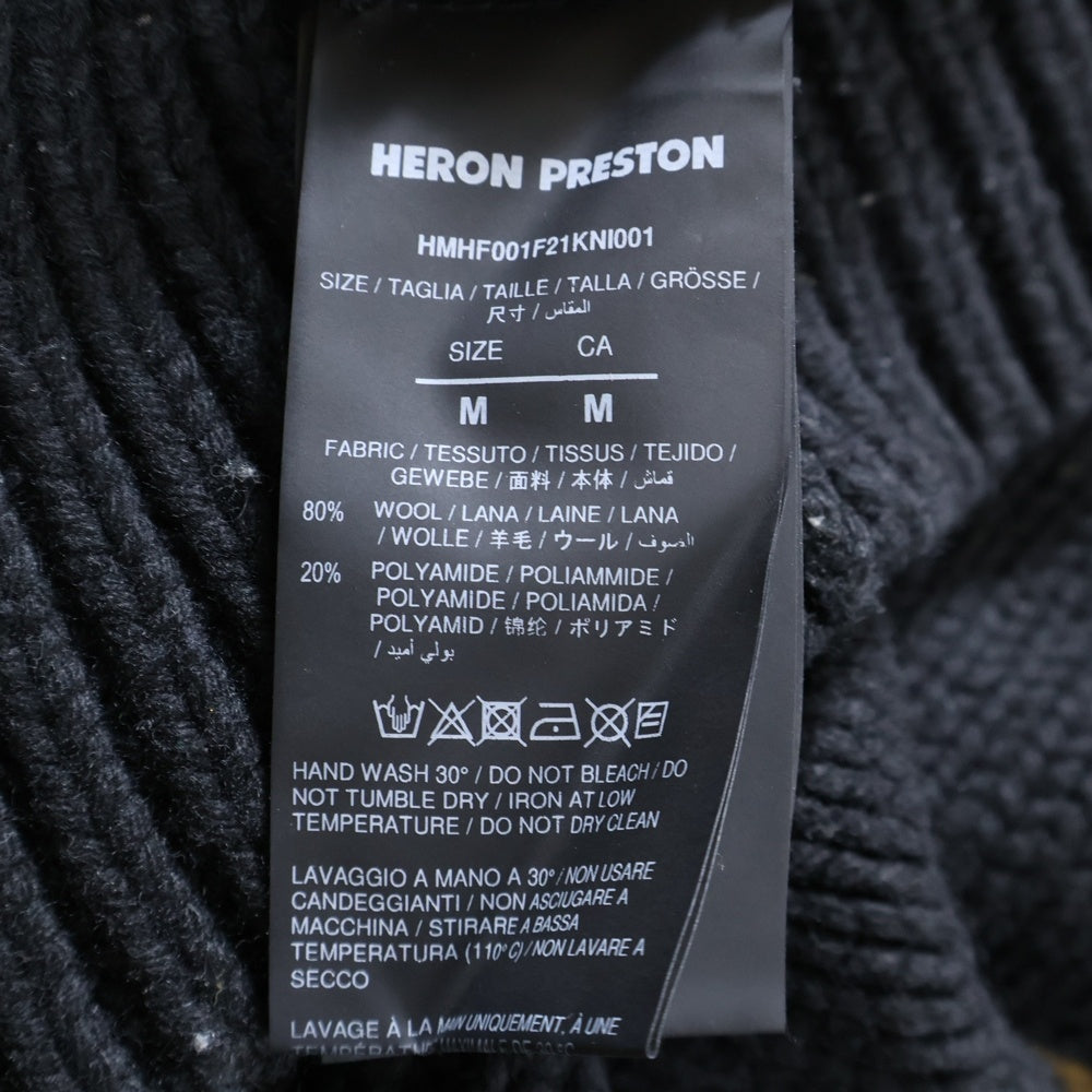 HERON PRESTON(ヘロンプレストン) 21AW ネック ロゴ ニットセーター ブラック HMHF001F21KNI001