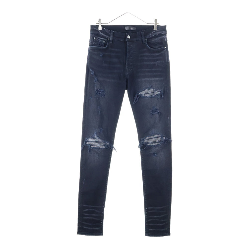 AMIRI(アミリ) ラメ ダメージ加工 ストレッチ スキニーデニム パンツ ブラック SRIMDS059SAMDSI