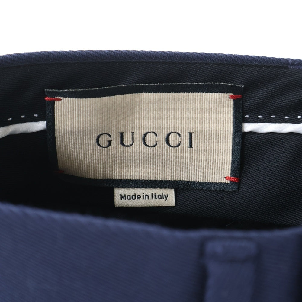 GUCCI(グッチ) ウェブ シェリーライン ストライプ コットンアンクルパンツ ネイビー 668588 Z8AQY