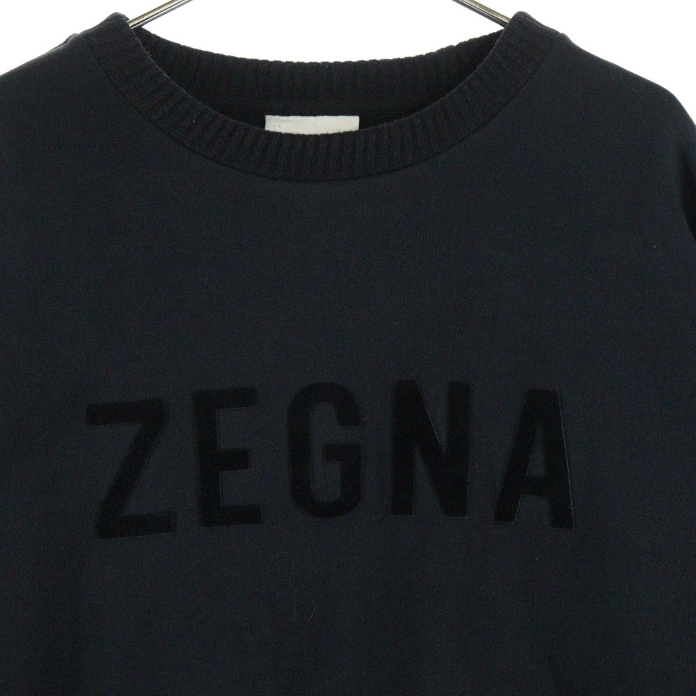 FEAR OF GOD(フィアオブゴッド) 20AW ×Ermenegildo Zegna エルメネジルドゼニア アップリケロゴ クルーネックスウェット トレーナー ブラック FZJ803 FZ1004