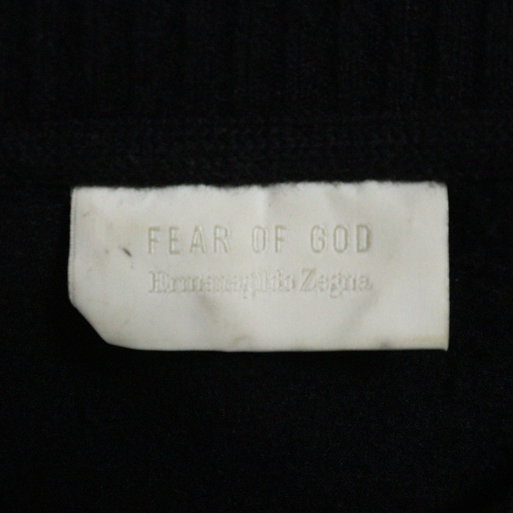 FEAR OF GOD(フィアオブゴッド) 20AW ×Ermenegildo Zegna エルメネジルドゼニア アップリケロゴ クルーネックスウェット トレーナー ブラック FZJ803 FZ1004