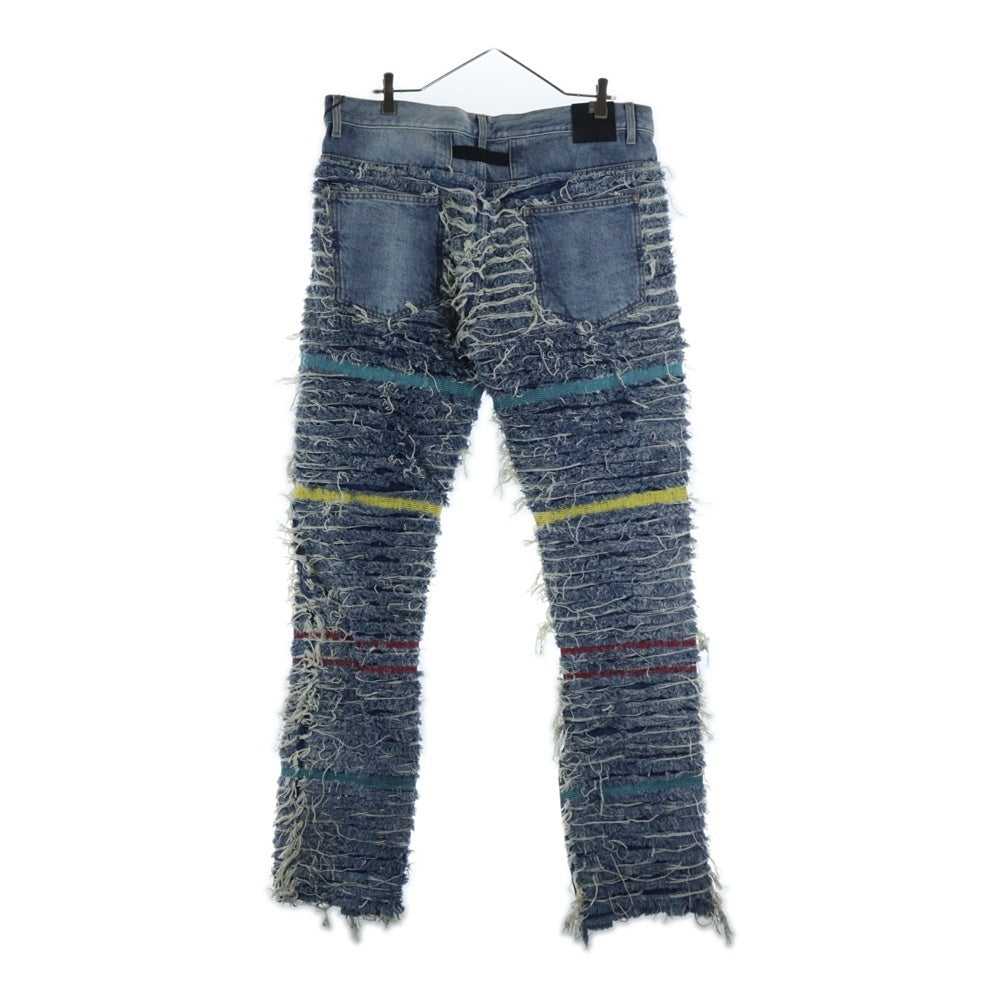 BLACK MEANS(ブラックミーンズ) × 1017 ALYX 9SM Embellished Distressed Stretch-Denim Jeans ×アリクス コラボ デストロイ ダメージ加工デニムパンツ インディゴ
