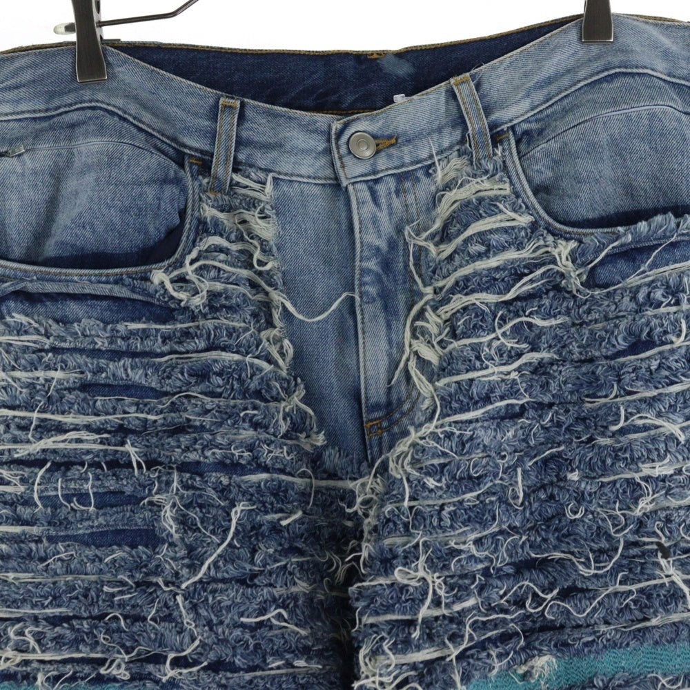 BLACK MEANS(ブラックミーンズ) × 1017 ALYX 9SM Embellished Distressed Stretch-Denim Jeans ×アリクス コラボ デストロイ ダメージ加工デニムパンツ インディゴ