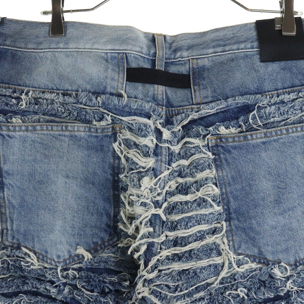 BLACK MEANS(ブラックミーンズ) × 1017 ALYX 9SM Embellished Distressed Stretch-Denim Jeans ×アリクス コラボ デストロイ ダメージ加工デニムパンツ インディゴ