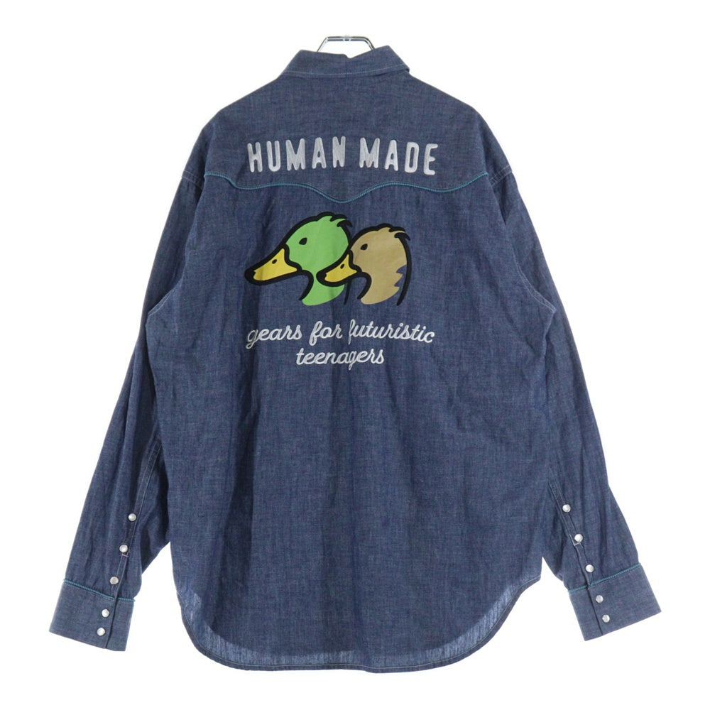 HUMAN MADE(ヒューマンメイド) 22SS WESTERN CHAMBRAY SHIRT アヒル刺繍 ウエスタンシャツ インディゴ