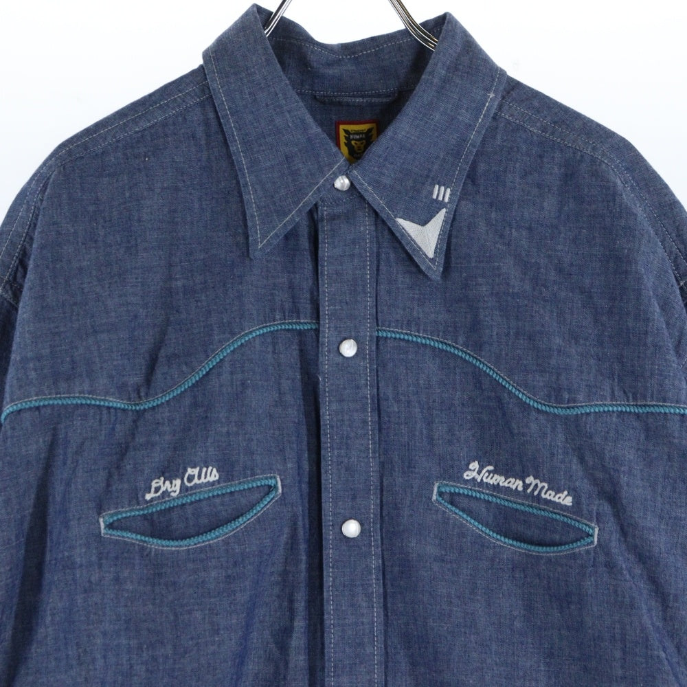 HUMAN MADE(ヒューマンメイド) 22SS WESTERN CHAMBRAY SHIRT アヒル刺繍 ウエスタンシャツ インディゴ
