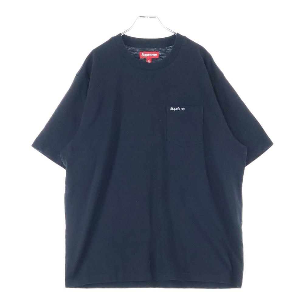 SUPREME(シュプリーム) 25SS S/S Pocket Tee クラシックロゴ ポケット 半袖 カットソー Tシャツ ブラック