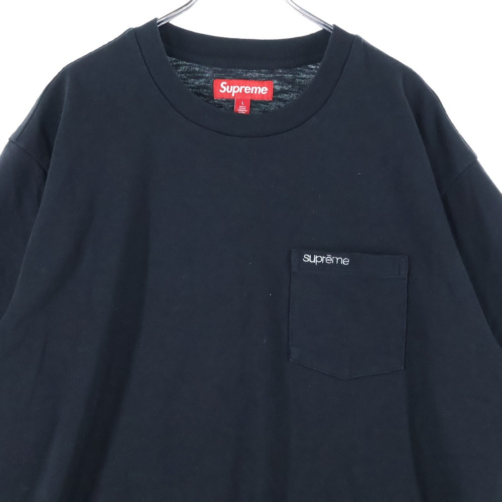 SUPREME(シュプリーム) 25SS S/S Pocket Tee クラシックロゴ ポケット 半袖 カットソー Tシャツ ブラック