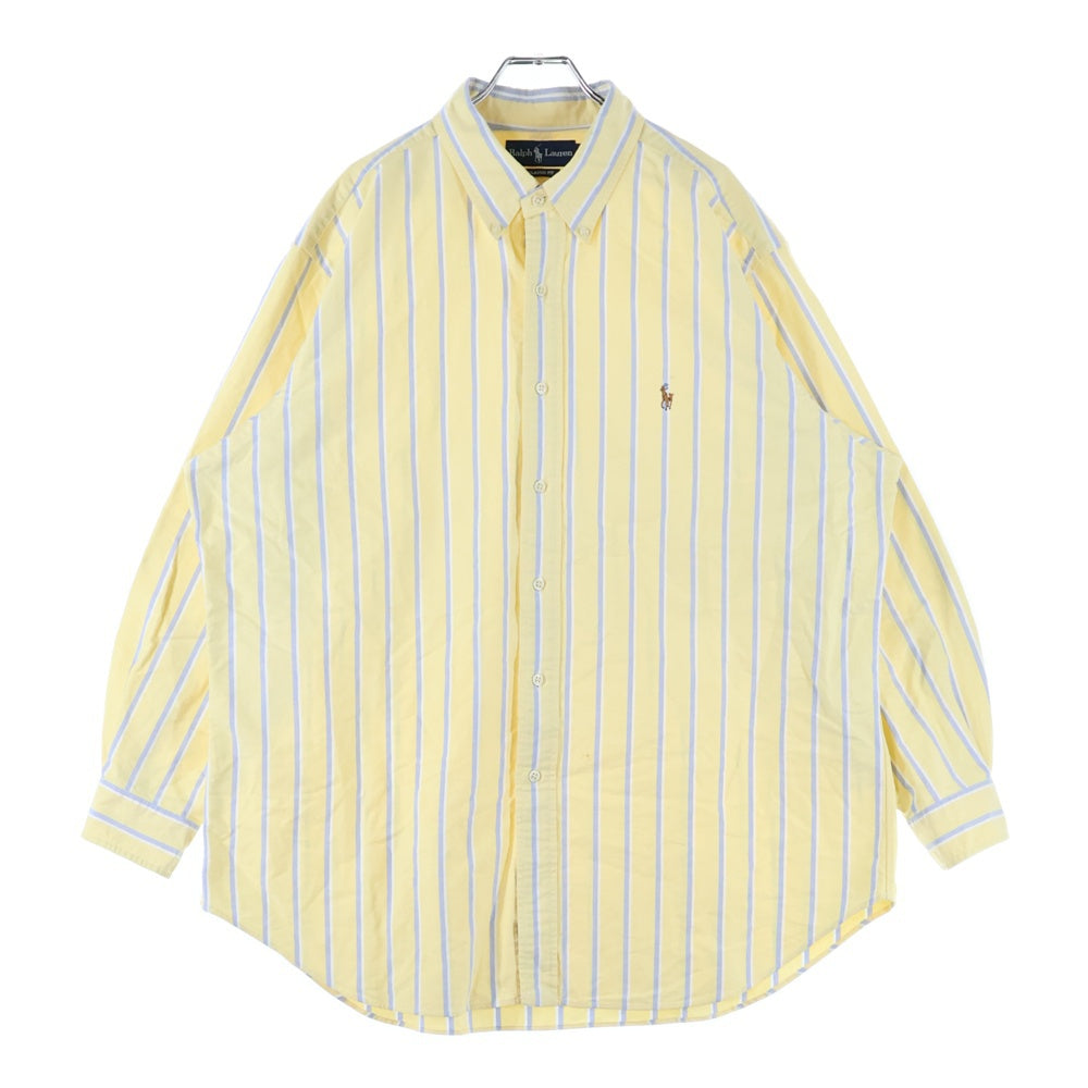 RALPH LAUREN(ラルフローレン) 胸ロゴ ストライプ柄 長袖シャツ イエロー
