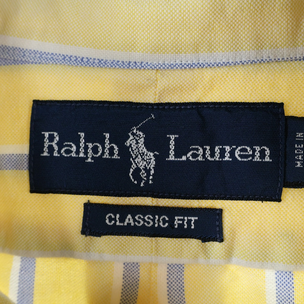 RALPH LAUREN(ラルフローレン) 胸ロゴ ストライプ柄 長袖シャツ イエロー