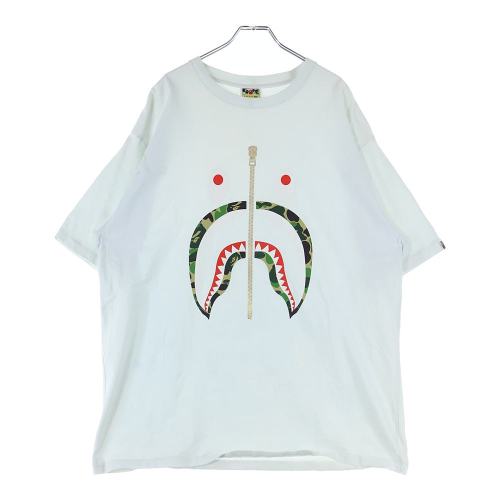 A BATHING APE(アベイシングエイプ) Gold Zip Shark Tee ゴールドシップ シャーク プリント クルーネック コットン 半袖Tシャツ カットソー ライトブルー 001TEG301015X