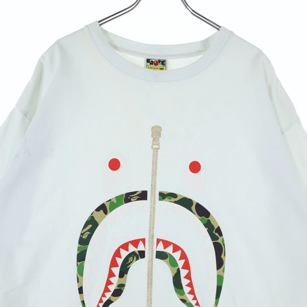A BATHING APE(アベイシングエイプ) Gold Zip Shark Tee ゴールドシップ シャーク プリント クルーネック コットン 半袖Tシャツ カットソー ライトブルー 001TEG301015X
