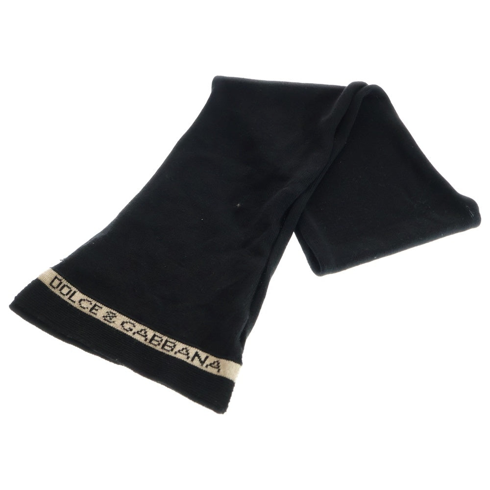 DOLCE & GABBANA(ドルチェアンドガッバーナ) ロゴデザイン ニット マフラー ストール ブラック