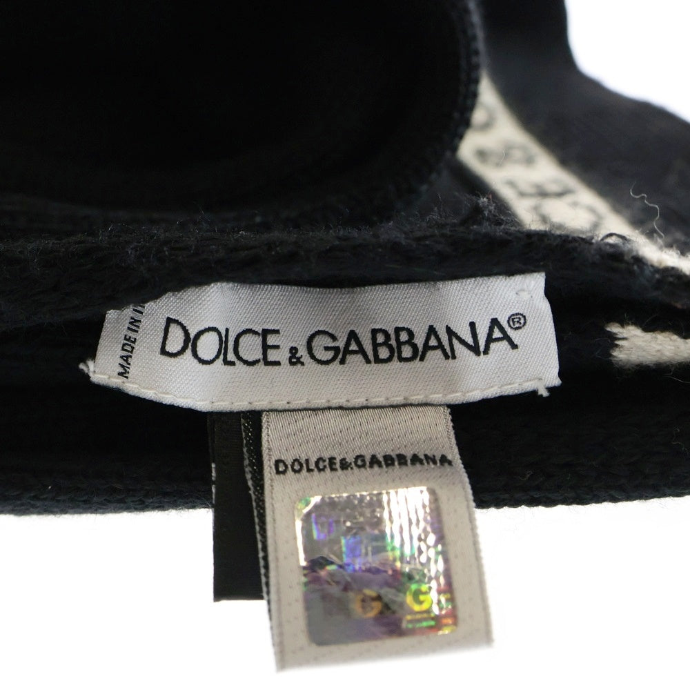 DOLCE & GABBANA(ドルチェアンドガッバーナ) ロゴデザイン ニット マフラー ストール ブラック