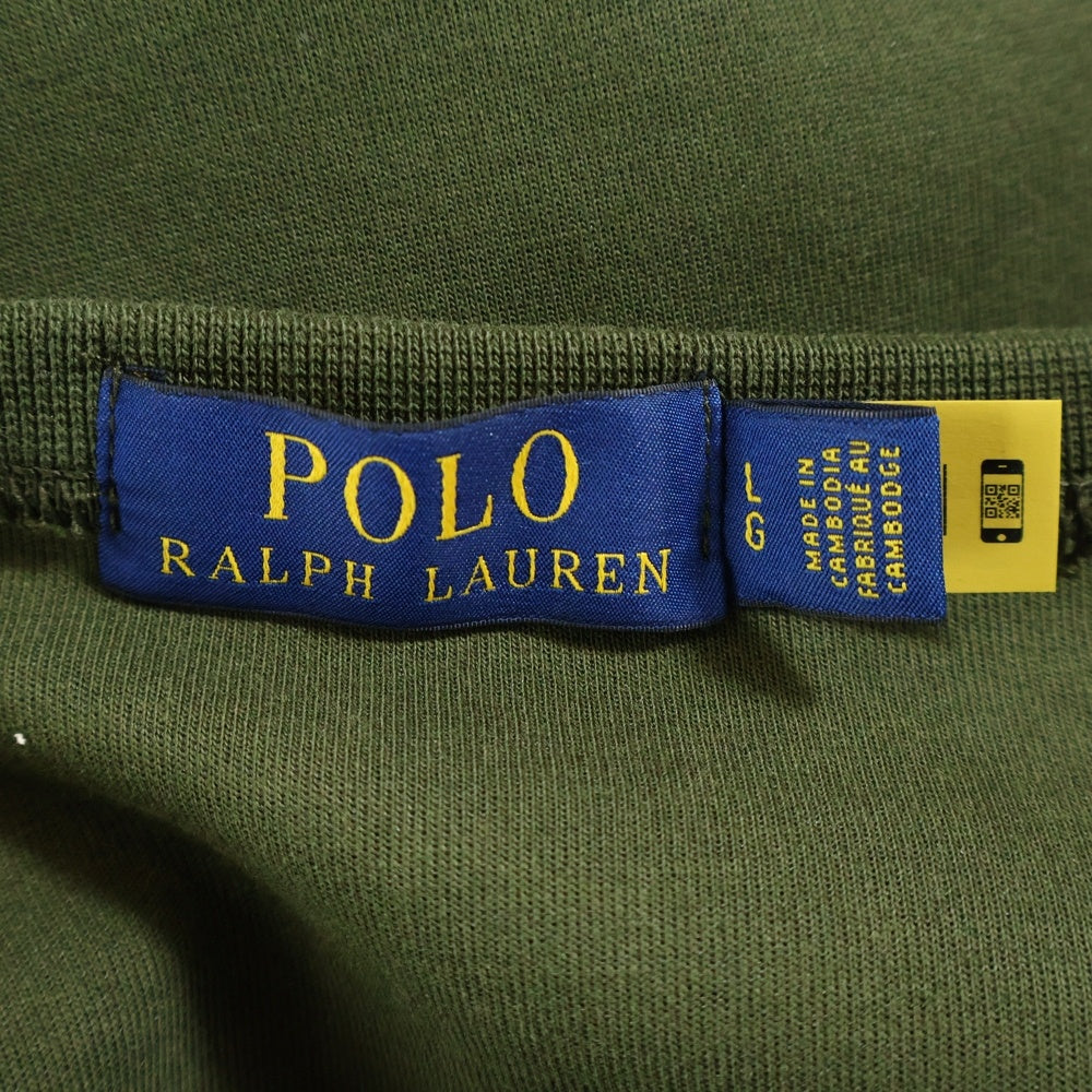 POLO RALPH LAUREN(ポロラルフローレン) スモールポニー刺繍 Vガゼット クルーネック スウェット トレーナー カーキ