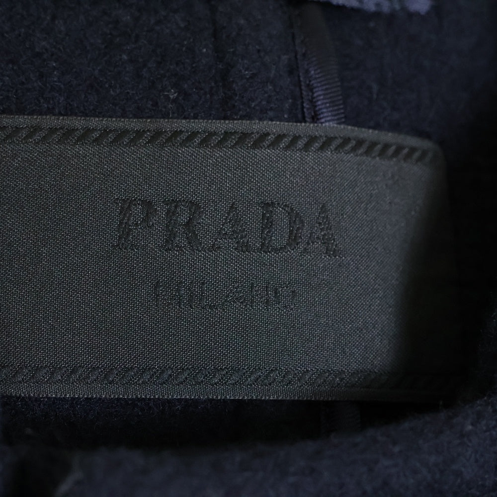 PRADA(プラダ) 23AW ウール フーデッド ロングダッフルコート ジャケット ネイビー SGC361