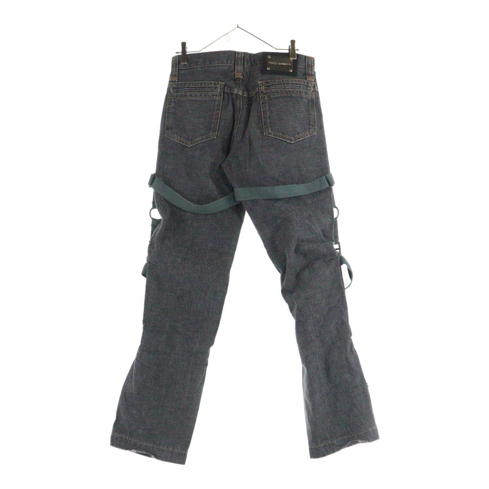 DOLCE & GABBANA(ドルチェアンドガッバーナ) 03AW Archive Bondage Pants アーカイブ ボンテージ デニムパンツ グレー/グリーン