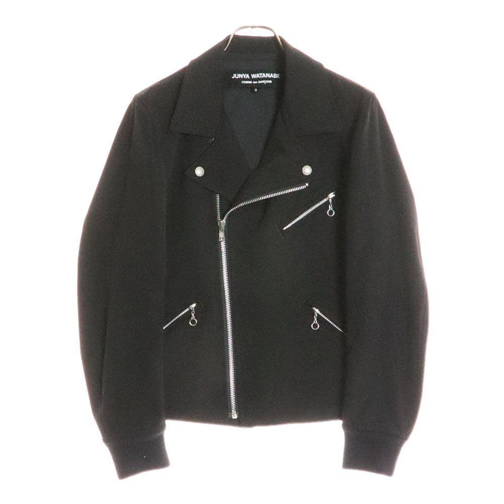 JUNYA WATANABE COMME des GARCONS(ジュンヤワタナベ コムデギャルソン) 19SS AD2028 裾リブ ウール ダブルライダースジャケット ブラック JC-J013
