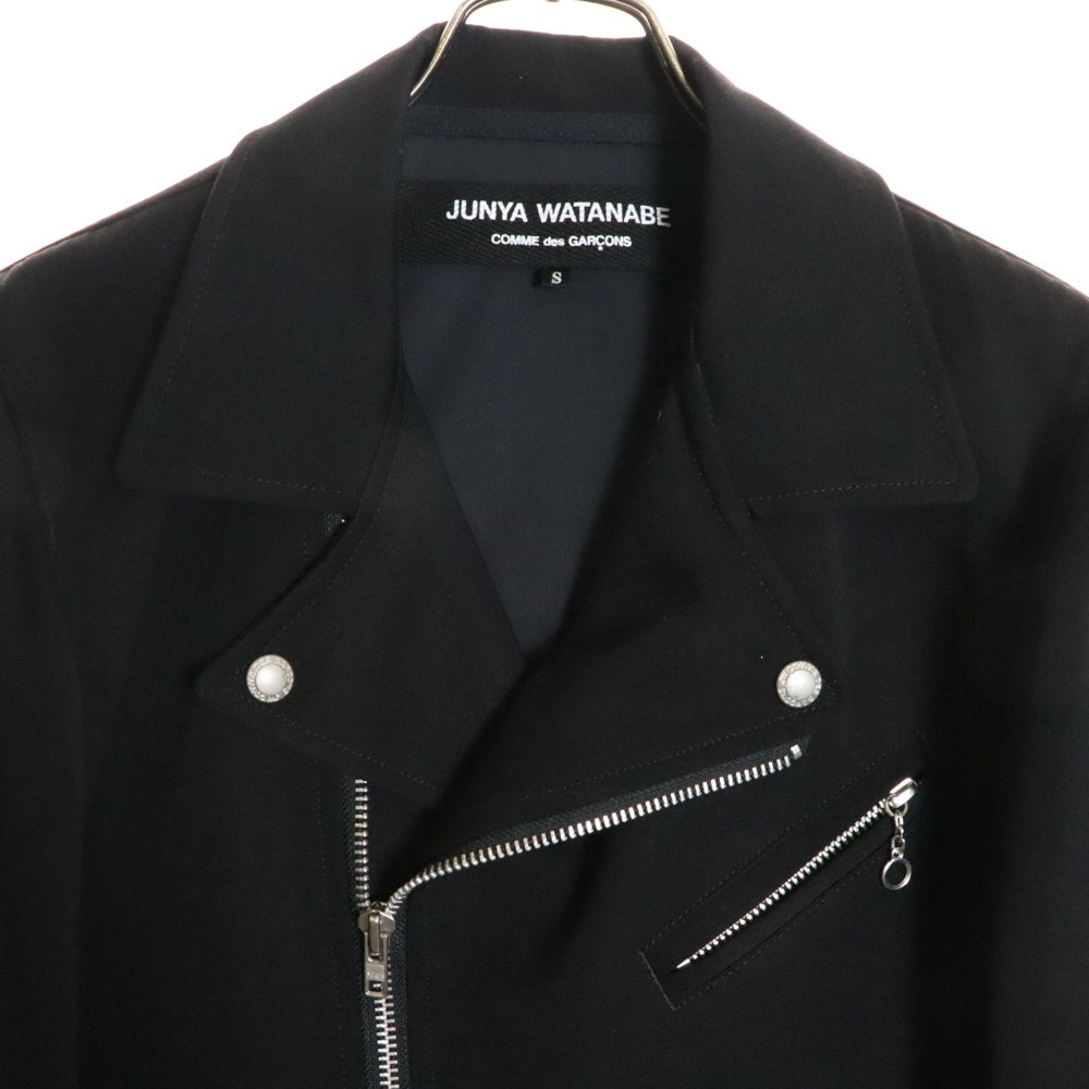 JUNYA WATANABE COMME des GARCONS(ジュンヤワタナベ コムデギャルソン) 19SS AD2028 裾リブ ウール ダブルライダースジャケット ブラック JC-J013