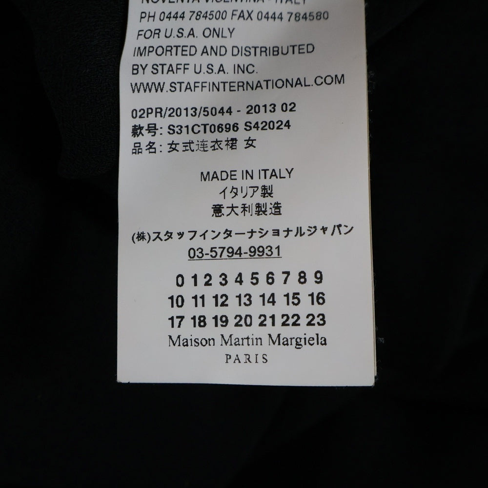 Maison Margiela 1(メゾンマルジェラ) 13AW サイドプリーツ Vネック ポリエステル ワンピース ブラック レディース S31CT0696 S42024