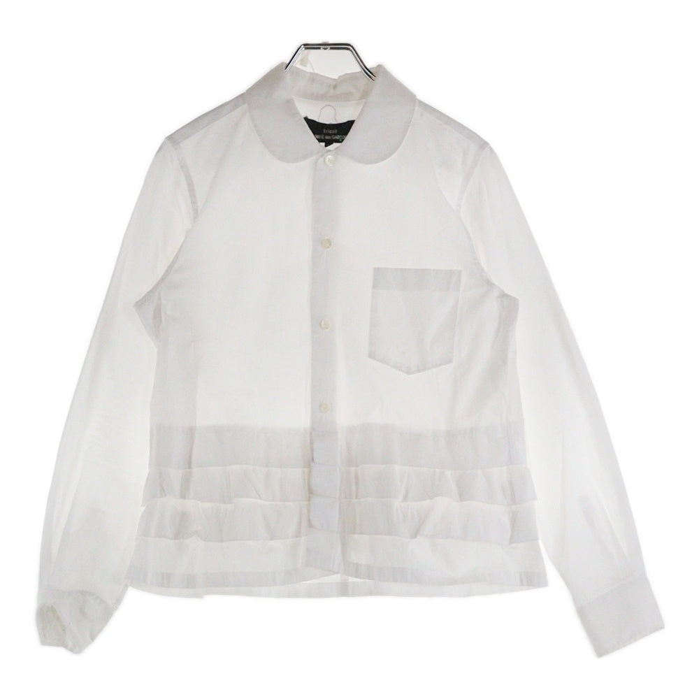 tricot COMME des GARCONS(トリコ コム デ ギャルソン) 09AW AD2009 フリルデザイン 丸襟 コットンブラウス 長袖シャツ ホワイト レディース TD-B032