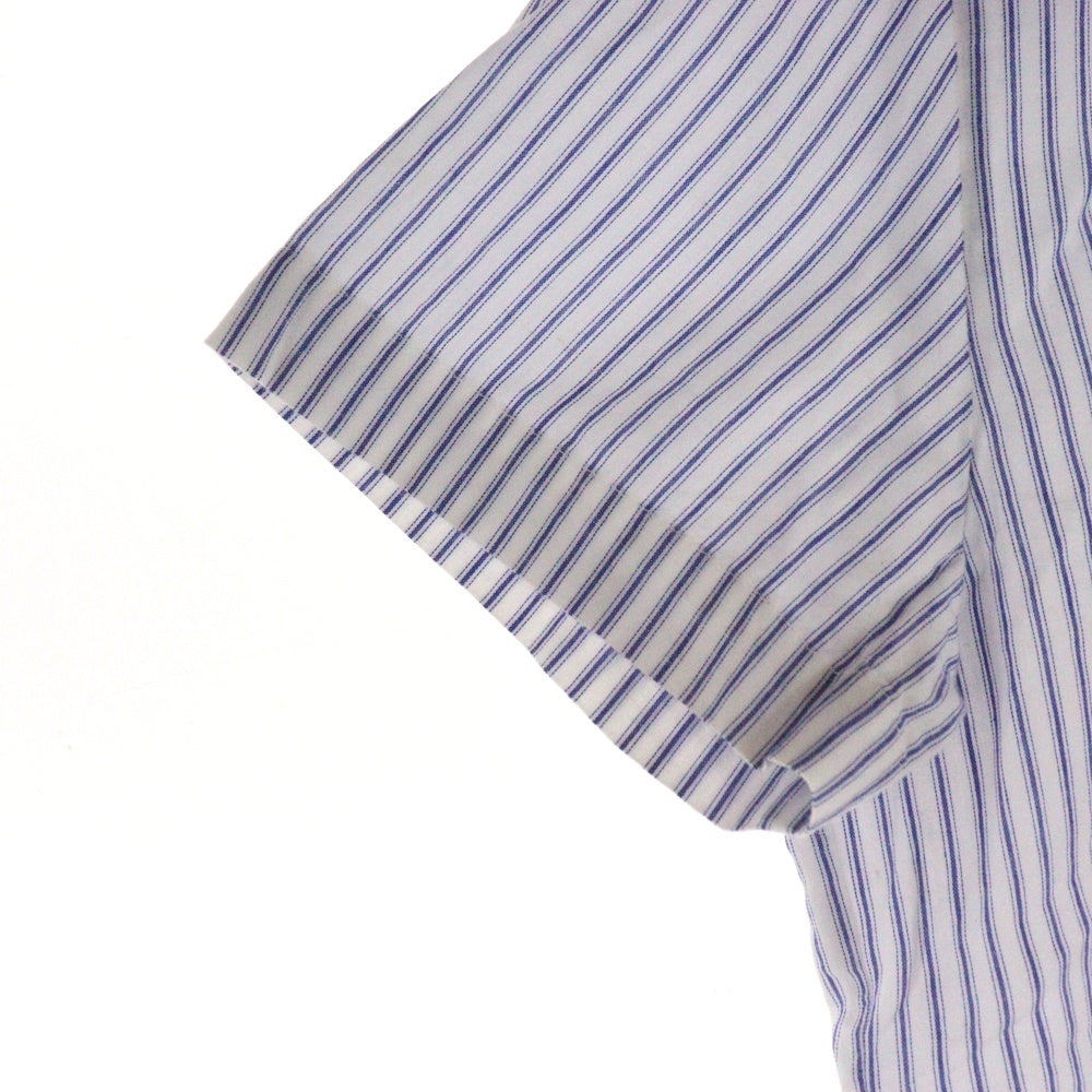 tricot COMME des GARCONS(トリコ コム デ ギャルソン) 16SS AD2015 レースライン 丸襟 ストライプコットンブラウス 半袖シャツ ブルー/ホワイト レディース TQ-B016