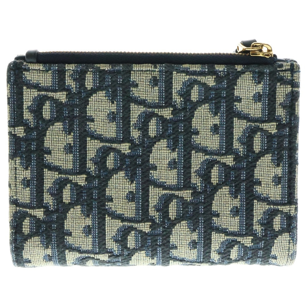 Christian Dior(クリスチャンディオール) 30 MONTAIGNE DAHLIA 30 モンテーニュ ダリア オブリーク コンパクトウォレット 二つ折り財布 グレー/ネイビー S2197UTZQ
