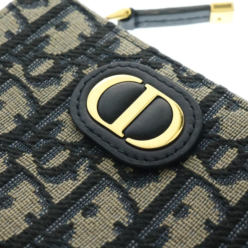 Christian Dior(クリスチャンディオール) 30 MONTAIGNE DAHLIA 30 モンテーニュ ダリア オブリーク コンパクトウォレット 二つ折り財布 グレー/ネイビー S2197UTZQ