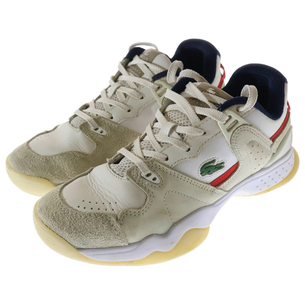 LACOSTE(ラコステ) スウェード切り替え レザーローカットスニーカー レディース ホワイト/ベージュ SF01041