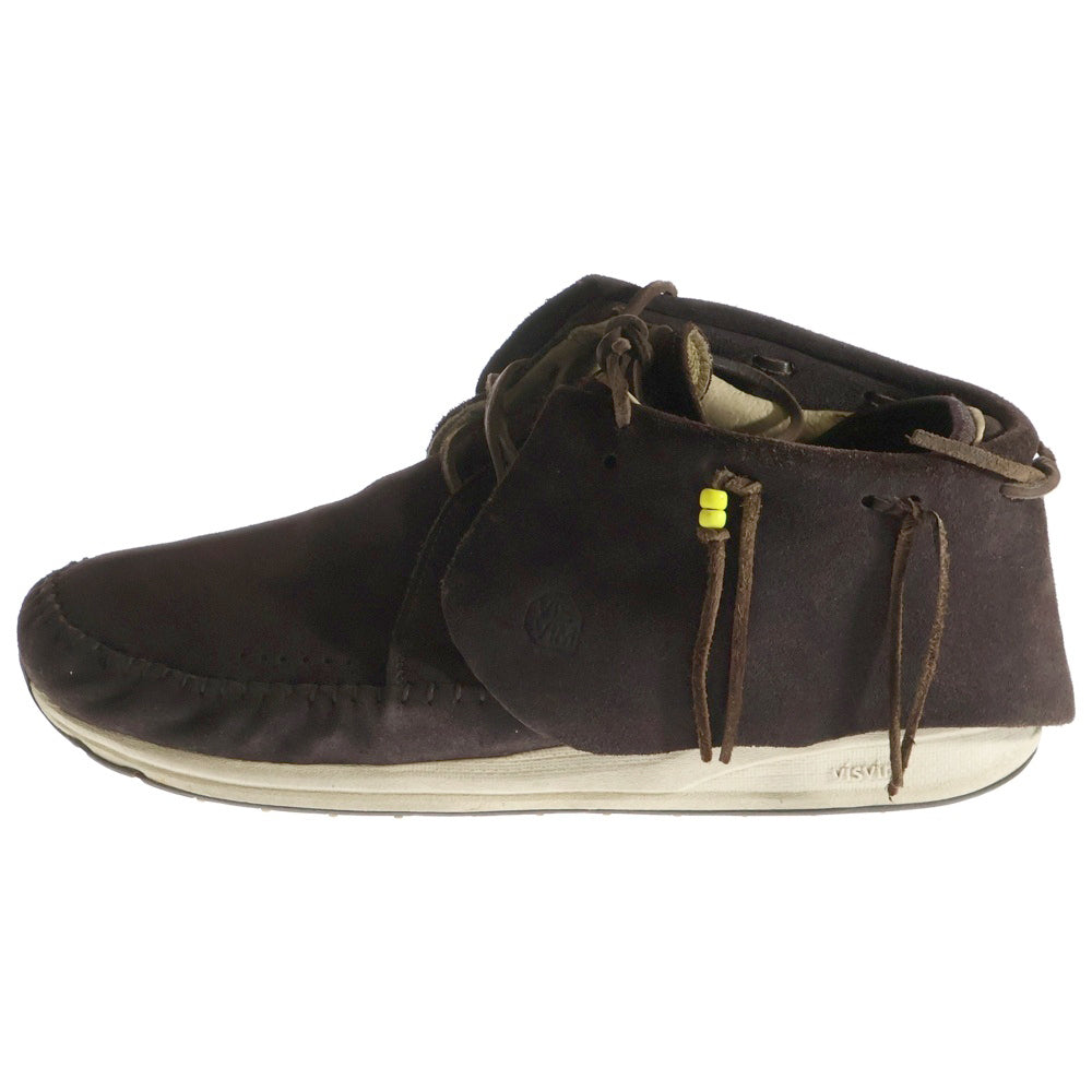 VISVIM(ヴィスヴィム) ロゴ印字付き スウェードレザーミッドカットスニーカー ブラウン V006-02