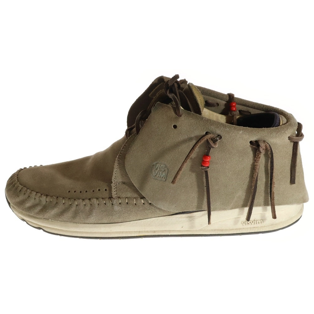VISVIM(ヴィスヴィム) ロゴ印字付き スウェードレザーミッドカットスニーカー ベージュ V006-03